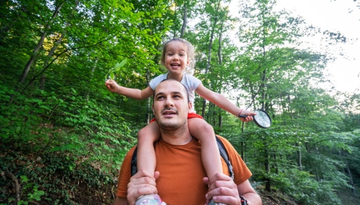 Father and daughter outside